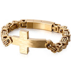 Cross Braslet Men Stainless Steel Armband For Men 7MM Link Chain Mens Bracelets Birthday Gfts For Boyfriend Logo Name