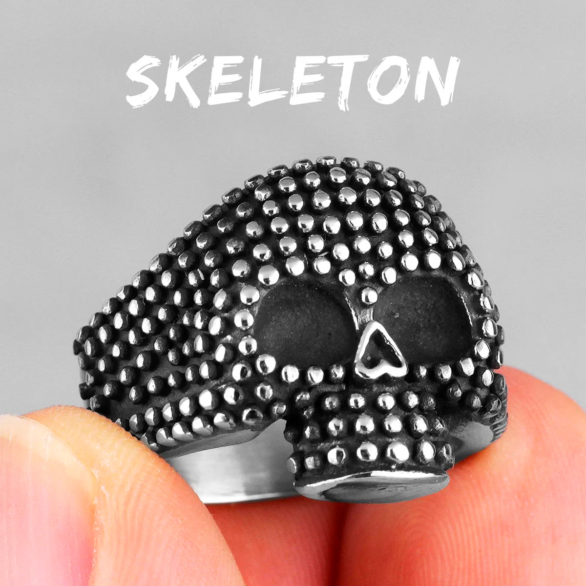 Retro Black Spot Geometry Skull Stainless Steel Mens Rings Simple for Male Boyfriend Biker Jewelry Creativity Gift