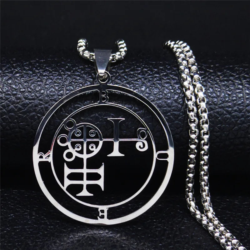 Demon Seal Silver Pendant Necklace — Stainless Steel