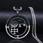 Demon Seal Silver Pendant Necklace — Stainless Steel