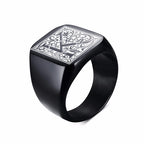 Monogram Black Signet Ring — Stainless Steel
