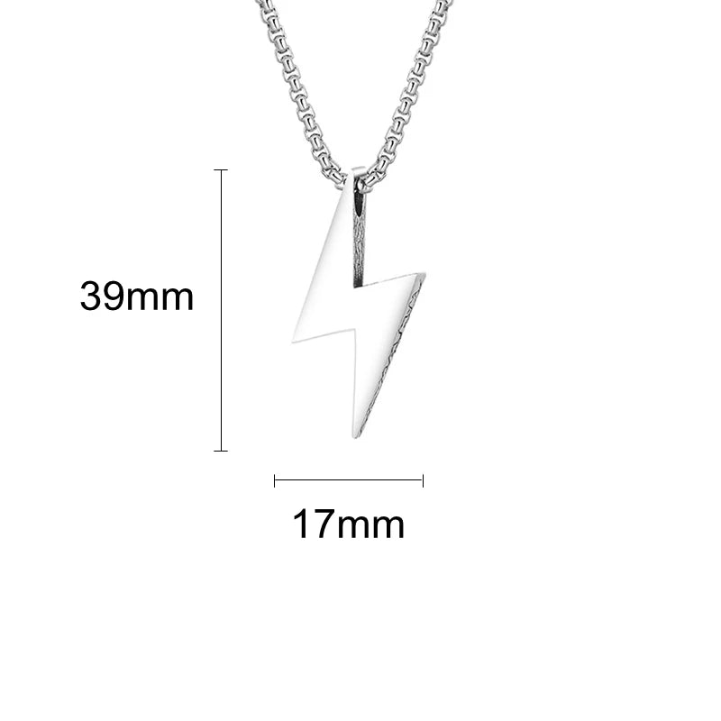 Lightning Charm Pendant Necklace — Stainless Steel