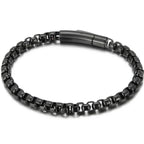 6MM Chain Men's Bracelet Man Gold Color Stainless Steel Boys Bracelets On Hand Engraveable Mannen Armband Jewellery