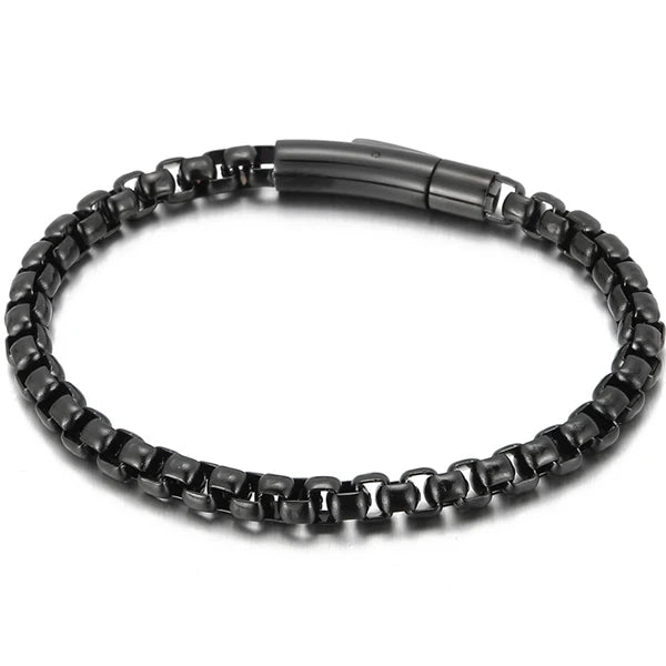 6MM Chain Men's Bracelet Man Gold Color Stainless Steel Boys Bracelets On Hand Engraveable Mannen Armband Jewellery