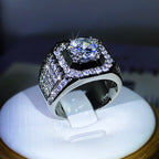 Luxury 925 Sterling Silver Men Couple AAA Crystal Zircon Stone Wedding Ring Brilliant Noble Engagement Engage Party
