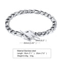 Stainless Steel Lightning Bolt Figaro Chain Bracelet for Men Jewelry