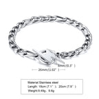 Stainless Steel Lightning Bolt Figaro Chain Bracelet for Men Jewelry