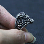 Vintage Gothic Sheep Goat Head Ring for Men Cool Heavy Metal Animal Stainless Steel Ring Fashion Male Punk Biker Rings Jewelry