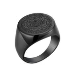 Valily Seal of The Seven Archangels Rings Stainless Steel Silver--Color Saint Michael Ring Jewelry Engraving for Man