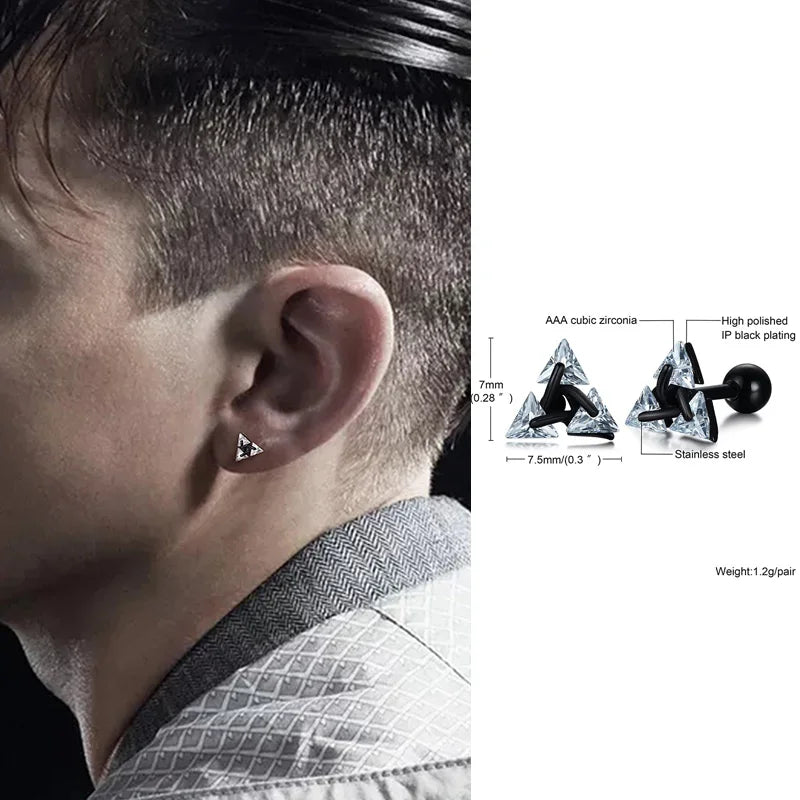 Iced Out Triangle Zircon Stud Earrings — SS