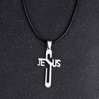 Jesus Cross Pendants & Necklaces Men Stainless Steel Never Fade Pendants Rope Chain Religious Necklaces Women Christian