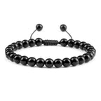 Beaded Bracelet 4 6 8mm Natural Stone Shiny Black Onyx Beads Bracelets & Bangles Adjustable Size Obsidian Wrist Jewelry
