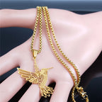 Hummingbird Gold Pendant Necklace — Stainless Steel