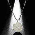 Handmade Islamic Mashallah Men Necklace Stainless Steel Jewelry Medallion Ottoman Calligraphy Surah Al Qalam Vintage Necklace