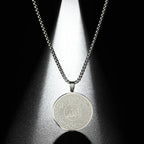 Handmade Islamic Mashallah Men Necklace Stainless Steel Jewelry Medallion Ottoman Calligraphy Surah Al Qalam Vintage Necklace