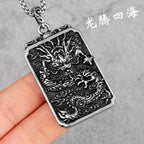 Chinese Dragon Good Meaning Amulet Stainless Steel Men Necklaces Pendants Chain for Boyfriend Jewelry Creativity Gift Wholesale