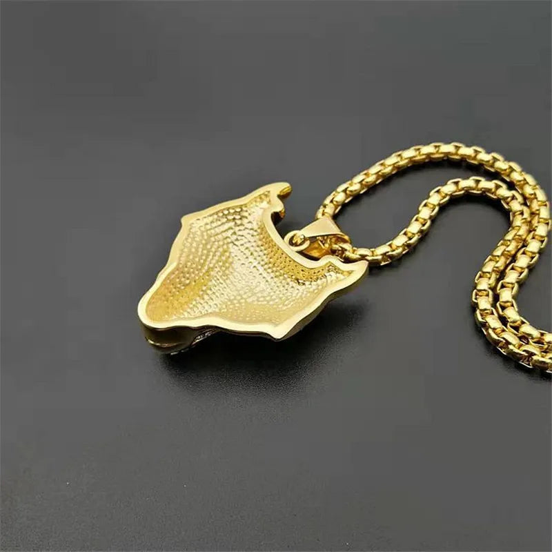 Iced Out Viking Wolf Gold Pendant Necklace