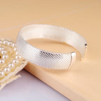 Vintage Wide Open Cuff Bangle Bracelet for Women — Silver-Tone