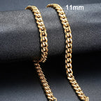 Vnox 18-70cm Curb Chain Necklaces 3-11mm Men's Miami Cuban Link Classic Punk Heavy Metal Stainless Steel Long Women