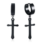 Cross Mini Huggie Hoop Earring — Stainless Steel
