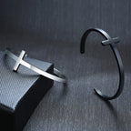 Cross Cuff Bangle Bracelet — Stainless Steel