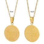 Saint Benedict Medal Cross Necklace — Two-Tone Stainless Steel