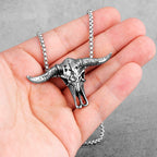 Bison Skull Animal Stainless Steel Men Necklaces Pendants Chain Punk HipHop for Boyfriend Male Jewelry Creativity Gift Wholesale