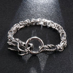 Dragon Head Byzantine Double Link Bracelet — Stainless Steel