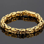 Hiphop Chain Bracelets For Men Never Fade Gold Color Stainless Steel Bracelet Manly Wrist 8.66" Classic Mens Jewellery