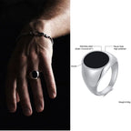 Black Enamel Square Signet Ring — Stainless Steel