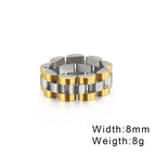 Fongten Retro Watch Link Chain Men Ring Stainless Steel Rock Biker Finger Men and Women Punk Couple Rings Fashion Jewelry Gift