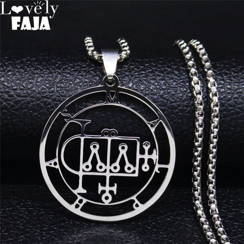 Demon Seal Silver Chain Necklace — Stainless Steel