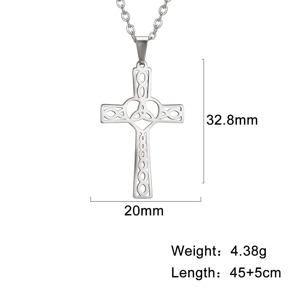 Religious Jesus Cross Pendant Necklace — Stainless Steel Chain