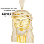Super Big Gold Colour Jesus Copper Iced Out Cubic Zirconia Pendant Necklace For Men's Hip Hop Jewelry Wholesale Drop Shipping