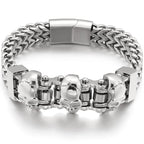 Gold Color Stainless Steel Chain Bracelet for Man Punk Gothic Skull Wristband With Magnetic Clasp Animal Head Homme