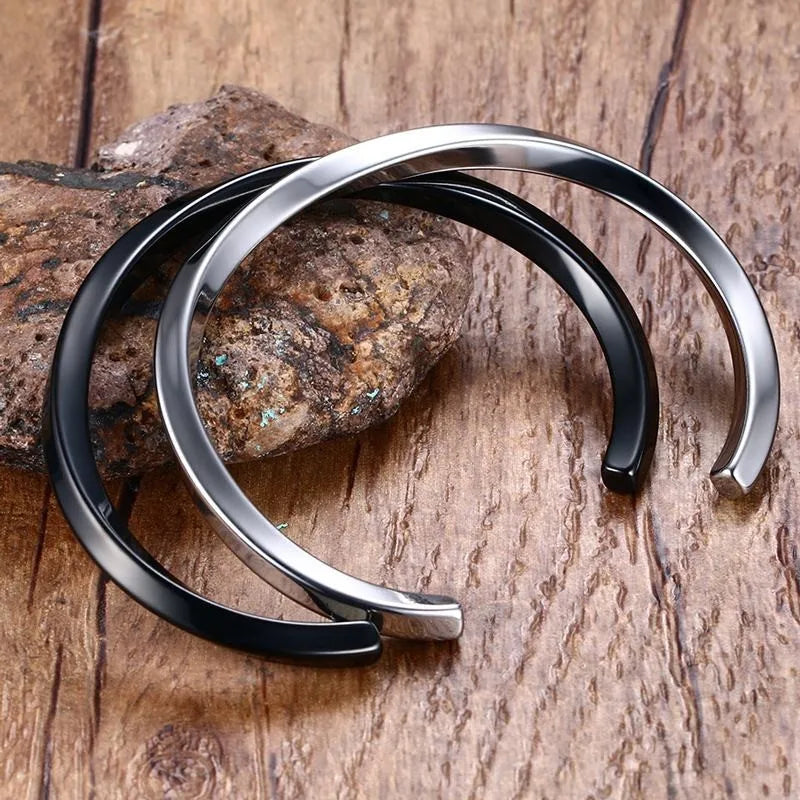 Silver Mobius Cuff Bangle Bracelet — Stainless Steel