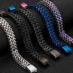 Men's 316L Stainless Steel Wrist Bracelet Man On Hand Chain Bracelets For Men Logo & Name & Date Engraved Male Jewelry