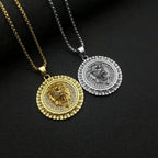 Men's Women Iced Out Cubic Zircon Bling Lion Head Necklace & Pendant Gold Silver Color Stainless Steel Hip Hop Jewelry