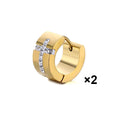 Cross Rhinestone Stud Earrings — Stainless Steel