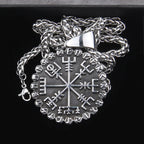 Helm of Awe Vegvisir Rune Necklace — Stainless Steel