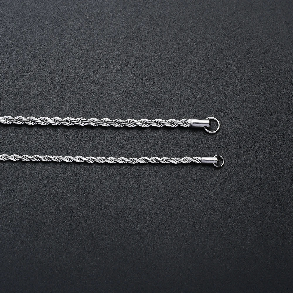 Low price width 3MM 316L stainless steel twisted rope chain necklace Men and women Link necklace Fashion gift jewelry