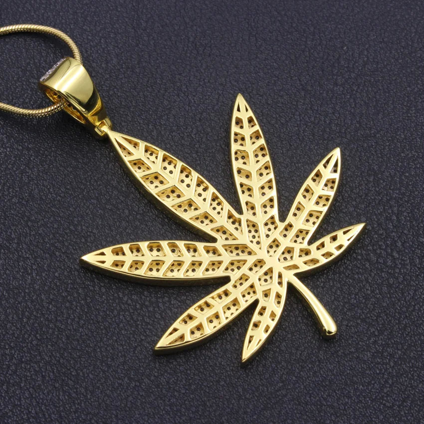 Iced Out Maple Leaf Pendant — 925 Silver