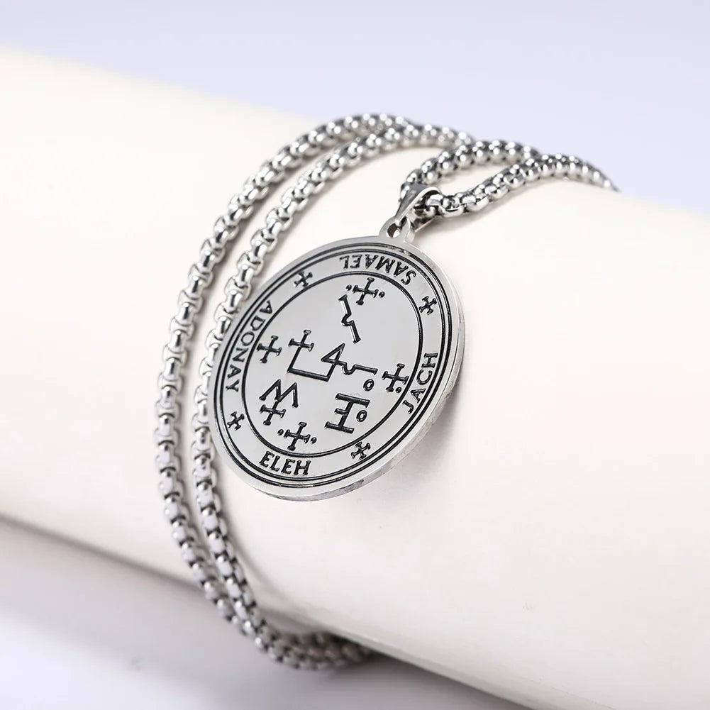 COOLTIME Supernatural Amulet Men Pendant Necklace Stainless Steel Archangel Michael Raphael Uriel Gabrie Angel Talisman