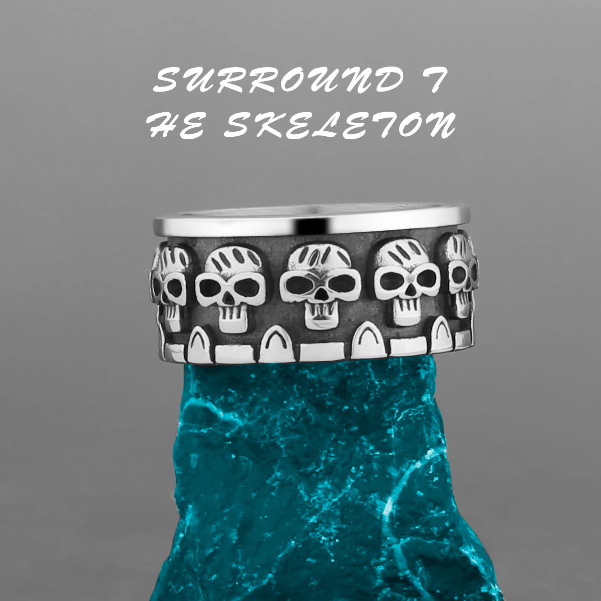 Skeleton Punk Men's Ring Rock Motorcycle Stainless Steel Ring Titanium Steel Casting Creative Gift