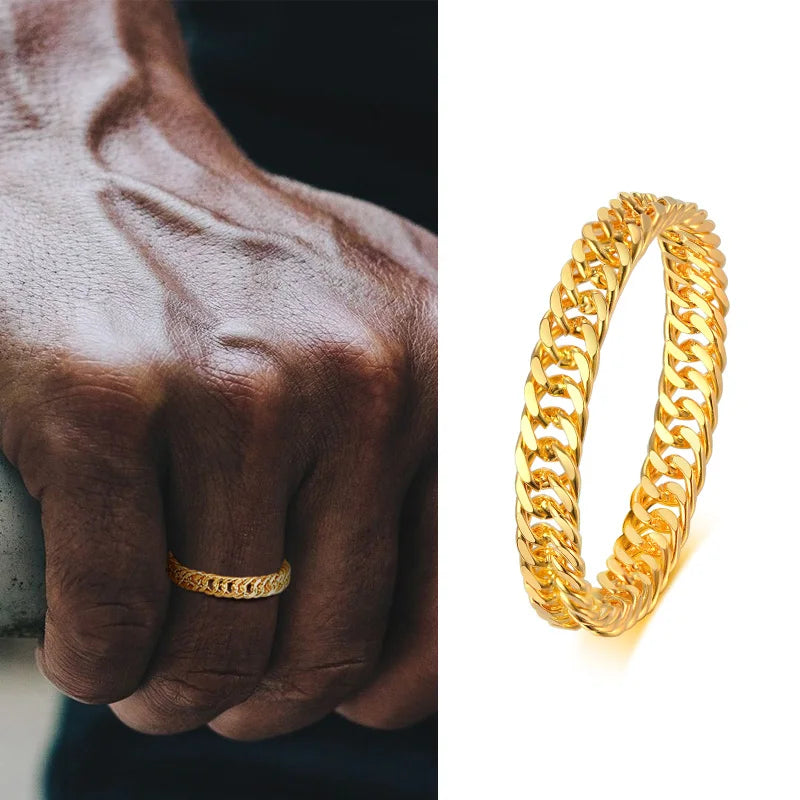 Cuban Ring, Curb Chain Ring, Stainless Steel Miami Link Rings,Streetwear Fashion Hip Pop Cool Ring, Everyday Jewelry 3 to 7 MM