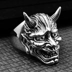 Japanese Hannya Mask Halloween Ring — Stainless Steel