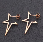 Punk Open Star Stud Earrings Everyday Wear — Stainless Steel