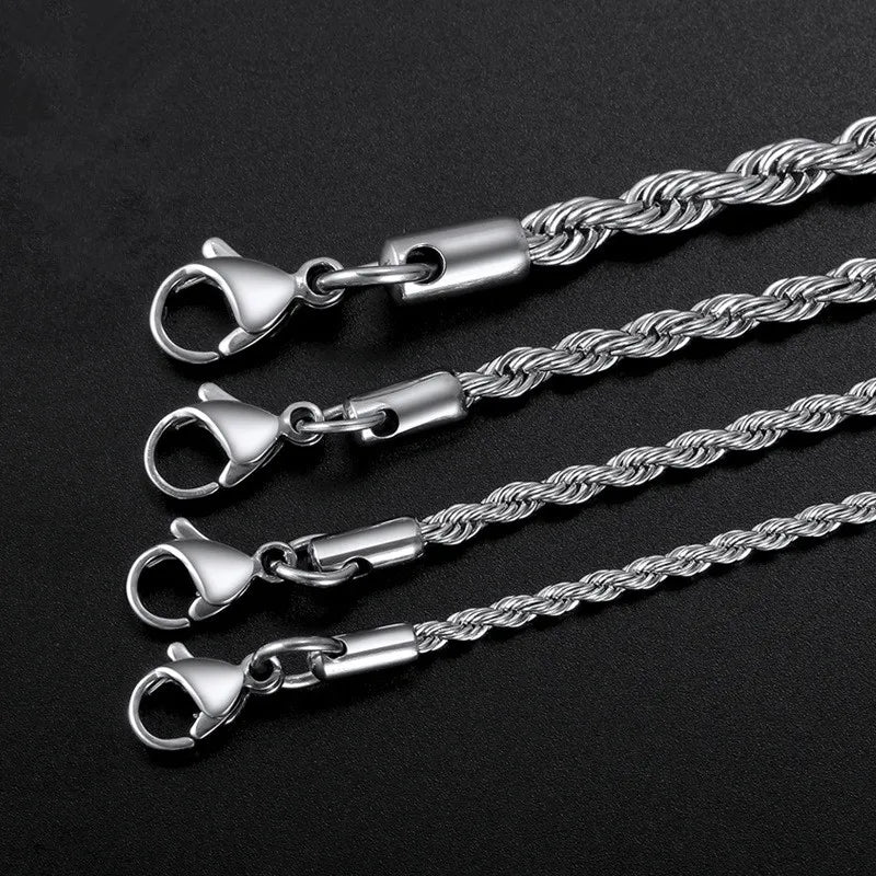 Low price width 3MM 316L stainless steel twisted rope chain necklace Men and women Link necklace Fashion gift jewelry