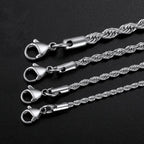 Low price width 3MM 316L stainless steel twisted rope chain necklace Men and women Link necklace Fashion gift jewelry