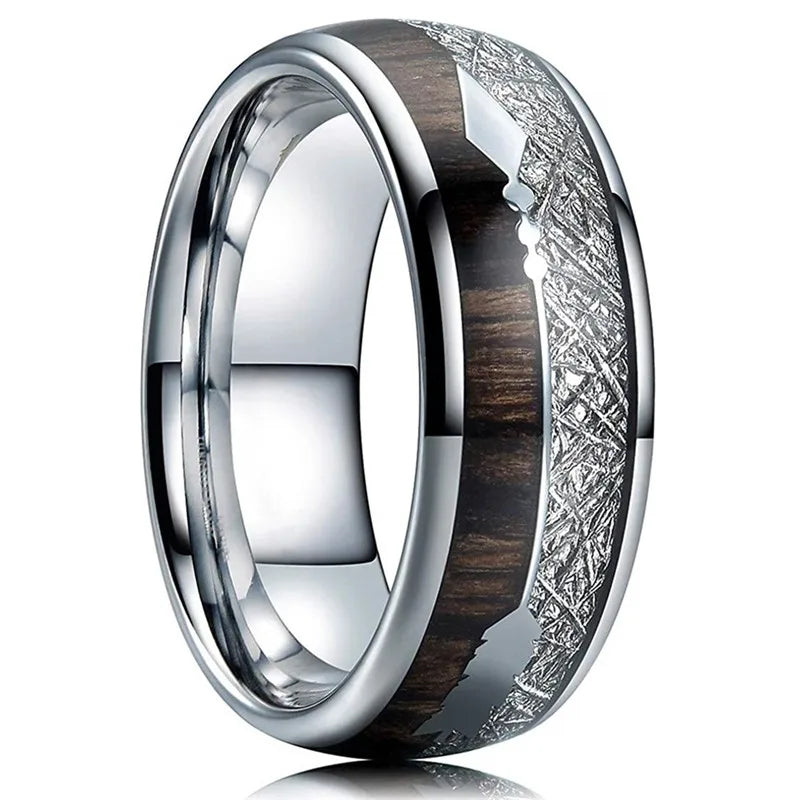 Fashion 8mm Silver Color Men Stainless Steel Ring Inlay Colorful Abalone Shell Rings For Men Women Wedding Band Jewelry Gifts